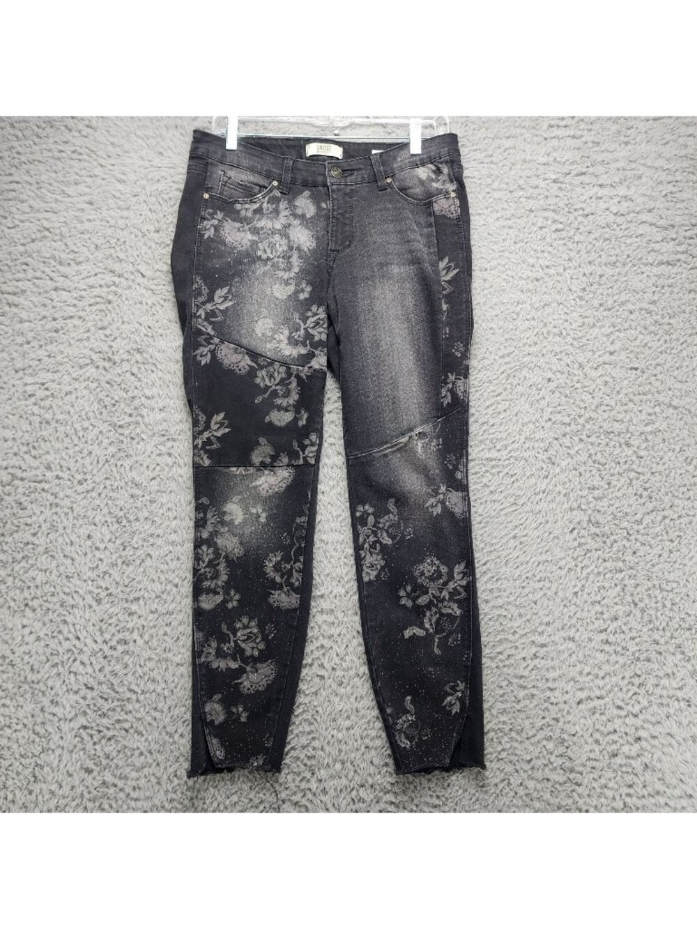Vintage America Jeans Womens 28 Black Floral Stretch Skinny Ankle Denim